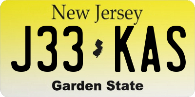 NJ license plate J33KAS