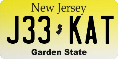 NJ license plate J33KAT