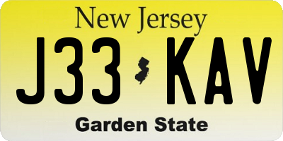 NJ license plate J33KAV