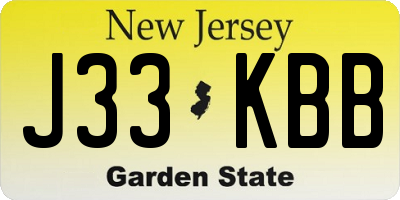 NJ license plate J33KBB