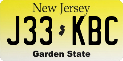 NJ license plate J33KBC