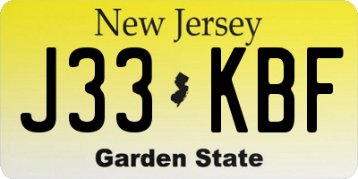 NJ license plate J33KBF