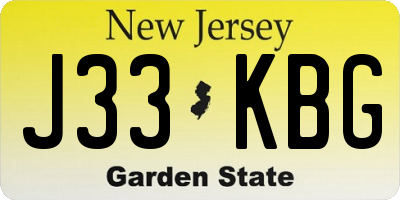 NJ license plate J33KBG