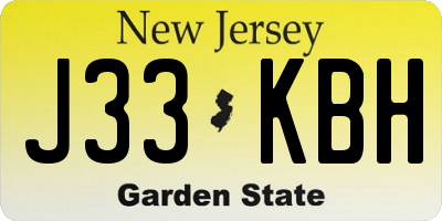 NJ license plate J33KBH