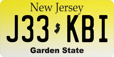 NJ license plate J33KBI