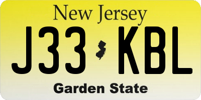 NJ license plate J33KBL