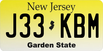 NJ license plate J33KBM