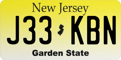 NJ license plate J33KBN