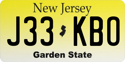 NJ license plate J33KBO