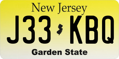 NJ license plate J33KBQ