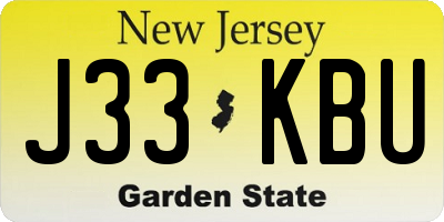 NJ license plate J33KBU