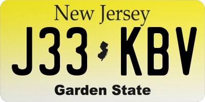 NJ license plate J33KBV