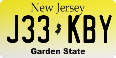 NJ license plate J33KBY