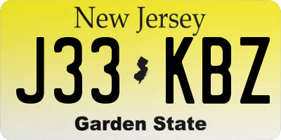 NJ license plate J33KBZ