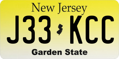 NJ license plate J33KCC