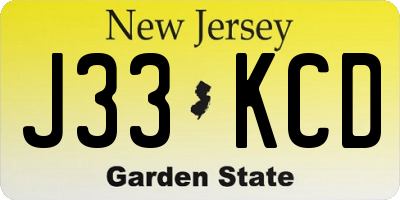 NJ license plate J33KCD