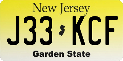 NJ license plate J33KCF
