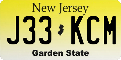 NJ license plate J33KCM