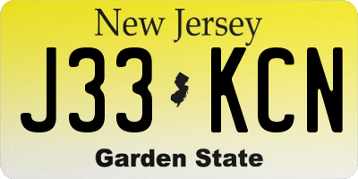 NJ license plate J33KCN