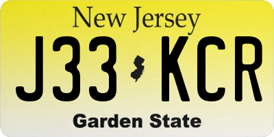 NJ license plate J33KCR