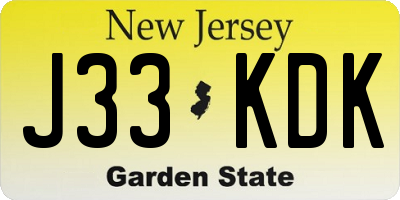 NJ license plate J33KDK