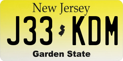 NJ license plate J33KDM