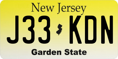 NJ license plate J33KDN