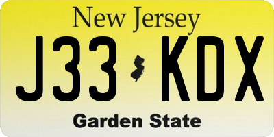 NJ license plate J33KDX