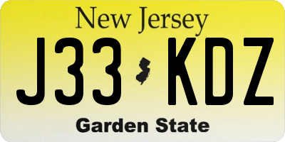 NJ license plate J33KDZ