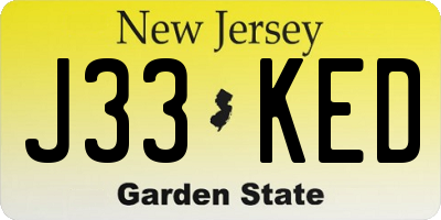 NJ license plate J33KED