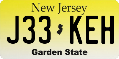 NJ license plate J33KEH