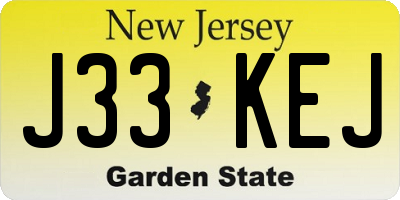 NJ license plate J33KEJ