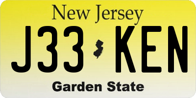NJ license plate J33KEN