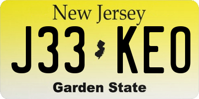 NJ license plate J33KEO