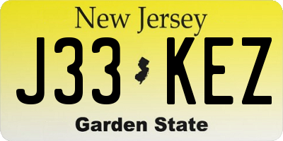 NJ license plate J33KEZ
