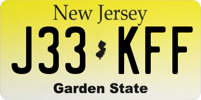 NJ license plate J33KFF