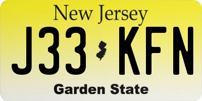 NJ license plate J33KFN