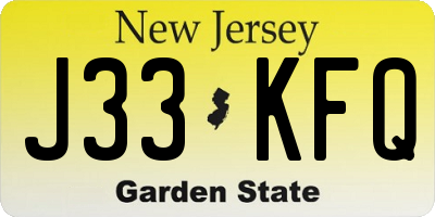 NJ license plate J33KFQ