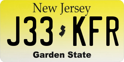 NJ license plate J33KFR