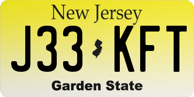NJ license plate J33KFT