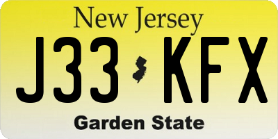 NJ license plate J33KFX