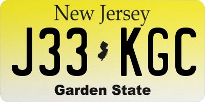 NJ license plate J33KGC