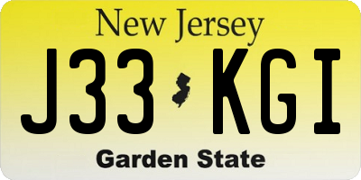 NJ license plate J33KGI