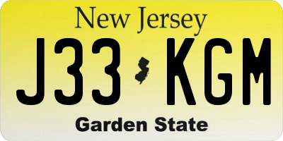 NJ license plate J33KGM