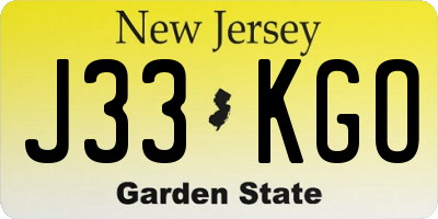 NJ license plate J33KGO
