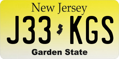 NJ license plate J33KGS