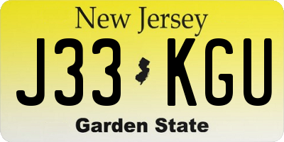 NJ license plate J33KGU