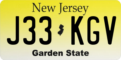 NJ license plate J33KGV