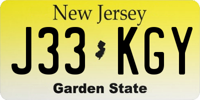 NJ license plate J33KGY