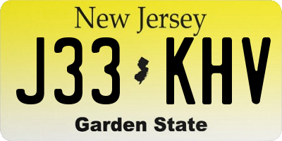 NJ license plate J33KHV